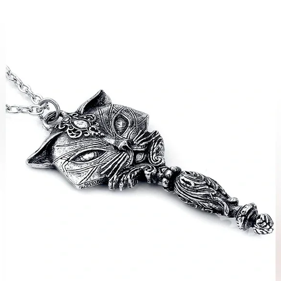 Alchemy gothic cat mirror necklace - Picture 3 of 5